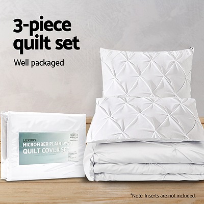 Giselle Bedding Super King Size Quilt Cover Set - White - Free Shipping