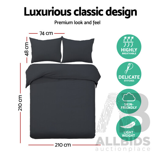 Giselle Bedding Queen Size Classic Quilt Cover Set - Black - Free Shipping