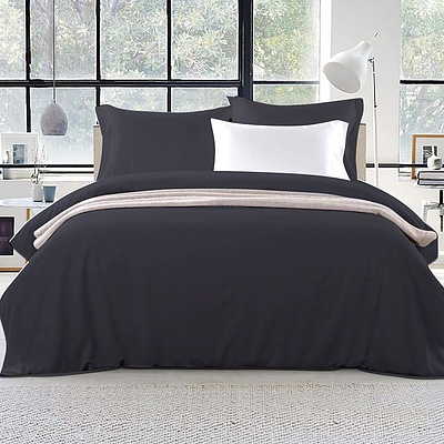 Giselle Bedding Queen Size Classic Quilt Cover Set - Black - Free Shipping