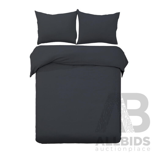 Giselle Bedding Queen Size Classic Quilt Cover Set - Black - Free Shipping