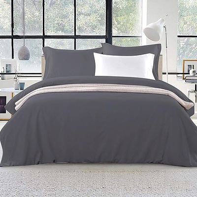 Giselle Bedding Queen Size Classic Quilt Cover Set - Charcoal - Free Shipping