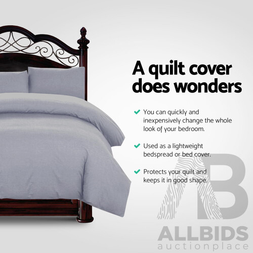 Super King Size Classic Quilt Cover Set - Grey - Free Shipping