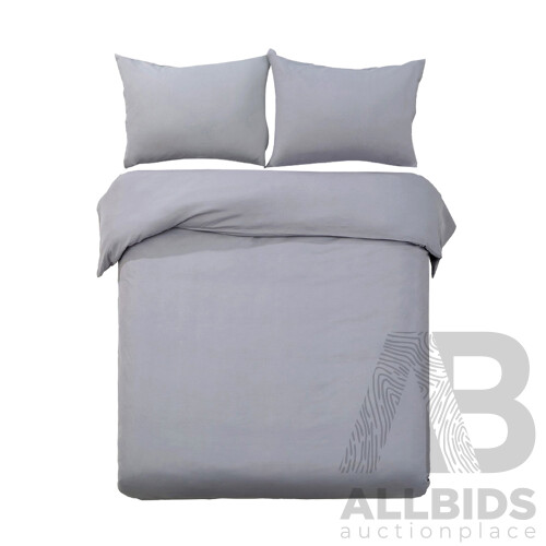 Super King Size Classic Quilt Cover Set - Grey - Free Shipping