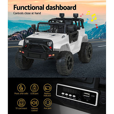 Kids Ride On Car Electric 12V Car Toys Jeep Battery Remote Control White - Brand New - Free Shipping