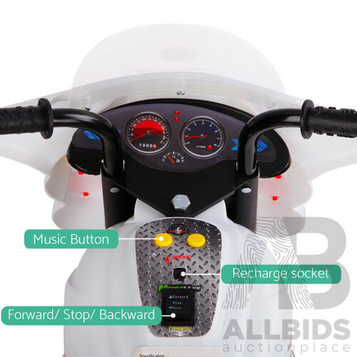 Kids Ride On Motorbike Motorcycle Car Toys White - Brand New - Free Shipping