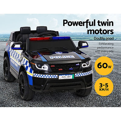 Kids Ride On Car Inspired Patrol Police Electric Powered Toy Cars Black - Brand New - Free Shipping