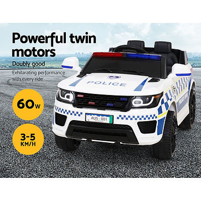 Kids Ride On Car Inspired Patrol Police Electric Powered Toy Cars White - Brand New - Free Shipping