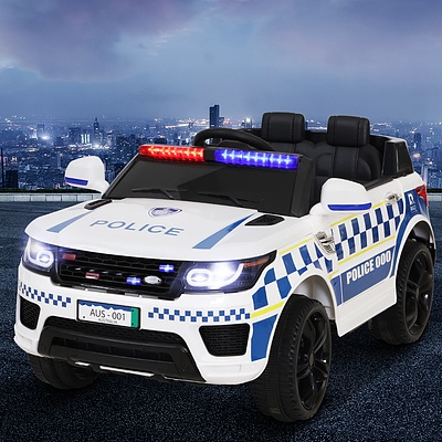 Kids Ride On Car Inspired Patrol Police Electric Powered Toy Cars White - Brand New - Free Shipping