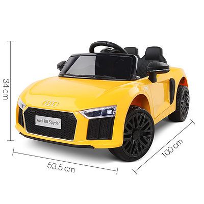 Kid's Electric Ride on Car Licensed Audi R8 - Yellow - Free Shipping