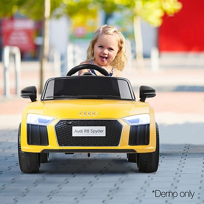 Kid's Electric Ride on Car Licensed Audi R8 - Yellow - Free Shipping
