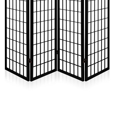 4 Panel Wooden Room Divider - Black - Free Shipping