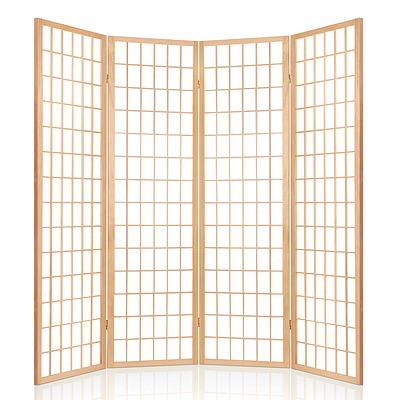 4 Panel Wooden Room Divider - Natural - Brand New - Free Shipping