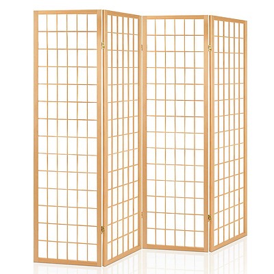 4 Panel Wooden Room Divider - Natural - Brand New - Free Shipping