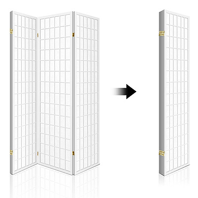 4 Panel Wooden Room Divider - White - Free Shipping