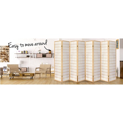 8 Panel Room Divider Privacy Screen Dividers Stand Oriental Vintage Natural - Brand New - Free Shipping