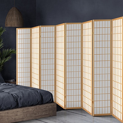 8 Panel Room Divider Privacy Screen Dividers Stand Oriental Vintage Natural - Brand New - Free Shipping