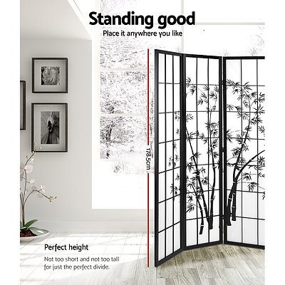3 Panel Room Divider Screen Privacy Dividers Pine Wood Stand Shoji Bamboo Black White - Brand New - Free Shipping