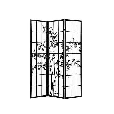 3 Panel Room Divider Screen Privacy Dividers Pine Wood Stand Shoji Bamboo Black White - Brand New - Free Shipping