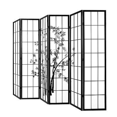 6 Panel Room Divider Screen Privacy Dividers Pine Wood Stand Black White - Brand New - Free Shipping