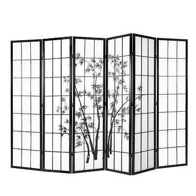6 Panel Room Divider Screen Privacy Dividers Pine Wood Stand Black White - Brand New - Free Shipping