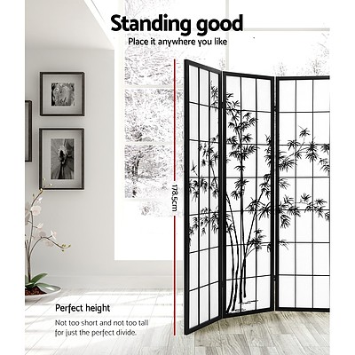 8 Panel Room Divider Screen Privacy Dividers Pine Wood Stand Shoji Bamboo Black White - Brand New - Free Shipping
