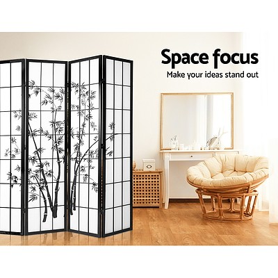 8 Panel Room Divider Screen Privacy Dividers Pine Wood Stand Shoji Bamboo Black White - Brand New - Free Shipping