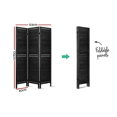 3 Panel Room Divider Screen Privacy Wood Dividers Timber Stand Black - Brand New - Free Shipping