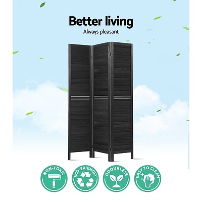 3 Panel Room Divider Screen Privacy Wood Dividers Timber Stand Black - Brand New - Free Shipping