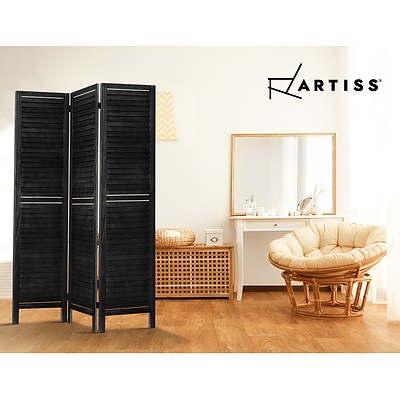 3 Panel Room Divider Screen Privacy Wood Dividers Timber Stand Black - Brand New - Free Shipping