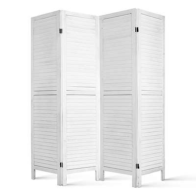 Timber 4 Panel Room Divider - White - Free Shipping