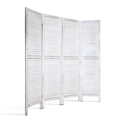 Timber 4 Panel Room Divider - White - Free Shipping