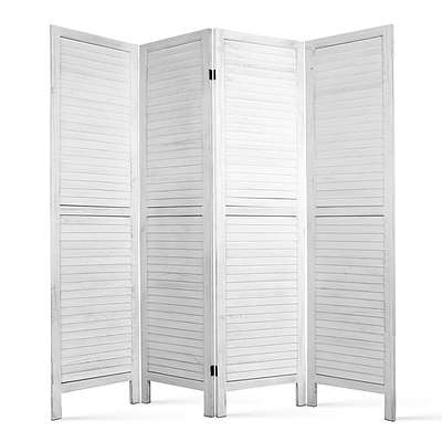 Timber 4 Panel Room Divider - White - Free Shipping