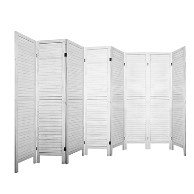 Room Divider Screen 8 Panel Privacy Wood Dividers Stand Bed Timber White - Brand New - Free Shipping