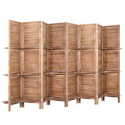 Room Divider Screen 8 Panel Privacy Dividers Shelf Wooden Timber Stand - Brand New - Free Shipping
