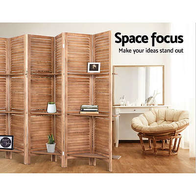 Room Divider Screen 8 Panel Privacy Dividers Shelf Wooden Timber Stand - Brand New - Free Shipping