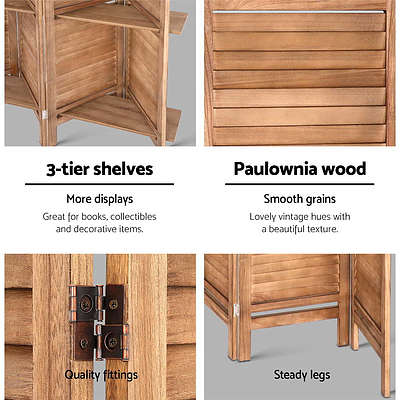 Room Divider Screen 8 Panel Privacy Dividers Shelf Wooden Timber Stand - Brand New - Free Shipping