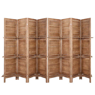 Room Divider Screen 8 Panel Privacy Dividers Shelf Wooden Timber Stand - Brand New - Free Shipping