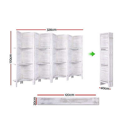 Room Divider Screen 8 Panel Privacy Foldable Dividers Timber Stand Shelf - Brand New - Free Shipping