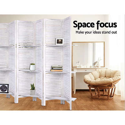 Room Divider Screen 8 Panel Privacy Foldable Dividers Timber Stand Shelf - Brand New - Free Shipping