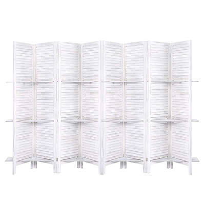 Room Divider Screen 8 Panel Privacy Foldable Dividers Timber Stand Shelf - Brand New - Free Shipping