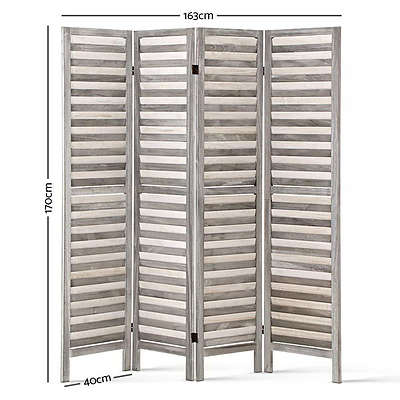 4 Panel Foldable Wooden Room Divider - Grey - Brand New - Free Shipping