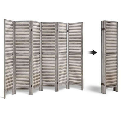6 Panel Room Divider Privacy Screen Foldable Wood Stand Grey - Brand New - Free Shipping