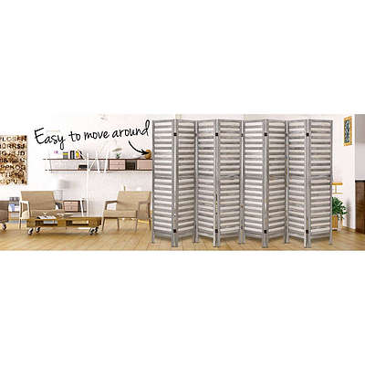 8 Panel Room Divider Screen Privacy Wood Dividers Timber Stand Grey - Brand New - Free Shipping