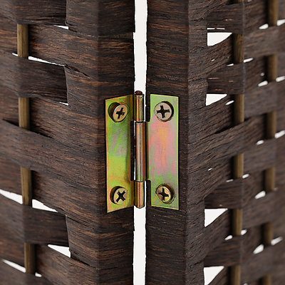 4 Panel Room Divider Privacy Screen Rattan Woven Wood Stand Brown - Brand New - Free Shipping