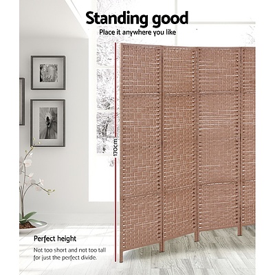 6 Panel Room Divider Screen Privacy Rattan Timber Foldable Dividers Stand Hand Woven - Brand New - Free Shipping