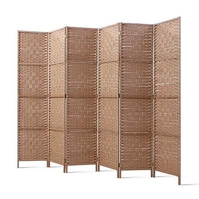 6 Panel Room Divider Screen Privacy Rattan Timber Foldable Dividers Stand Hand Woven - Brand New - Free Shipping