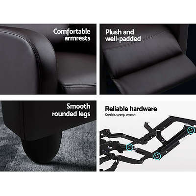 Luxury Recliner Chair Chairs Lounge Armchair Sofa Leather Cover Brown