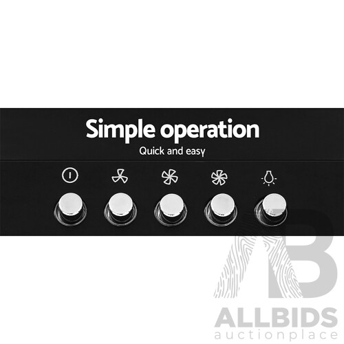 Range Hood Rangehood 90cm 900mm Kitchen Canopy LED Light Wall Mount Black - Brand New - Free Shipping