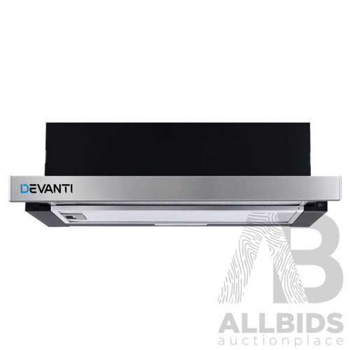 Rangehood Range Hood Stainless Steel Slide Out Kitchen Canopy 60cm 600mm Black - Brand New - Free Shipping