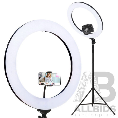 19" LED Ring Light 6500K 5800LM Dimmable Diva With Stand Make Up Studio Video - Brand New - Free Shipping